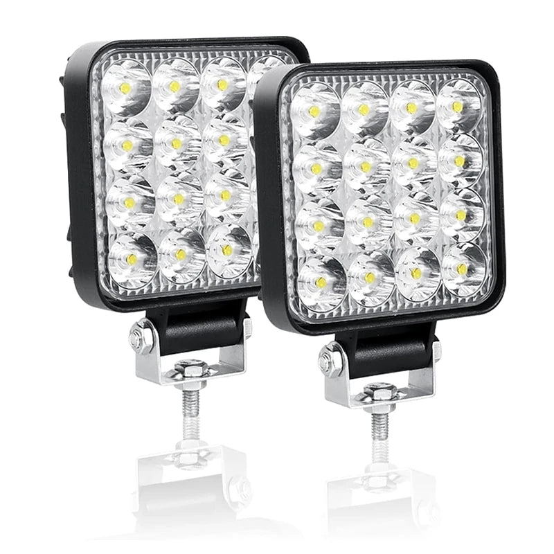 1PC 2PCS Fog 48W Work 12v-48v Square Offroad Driving