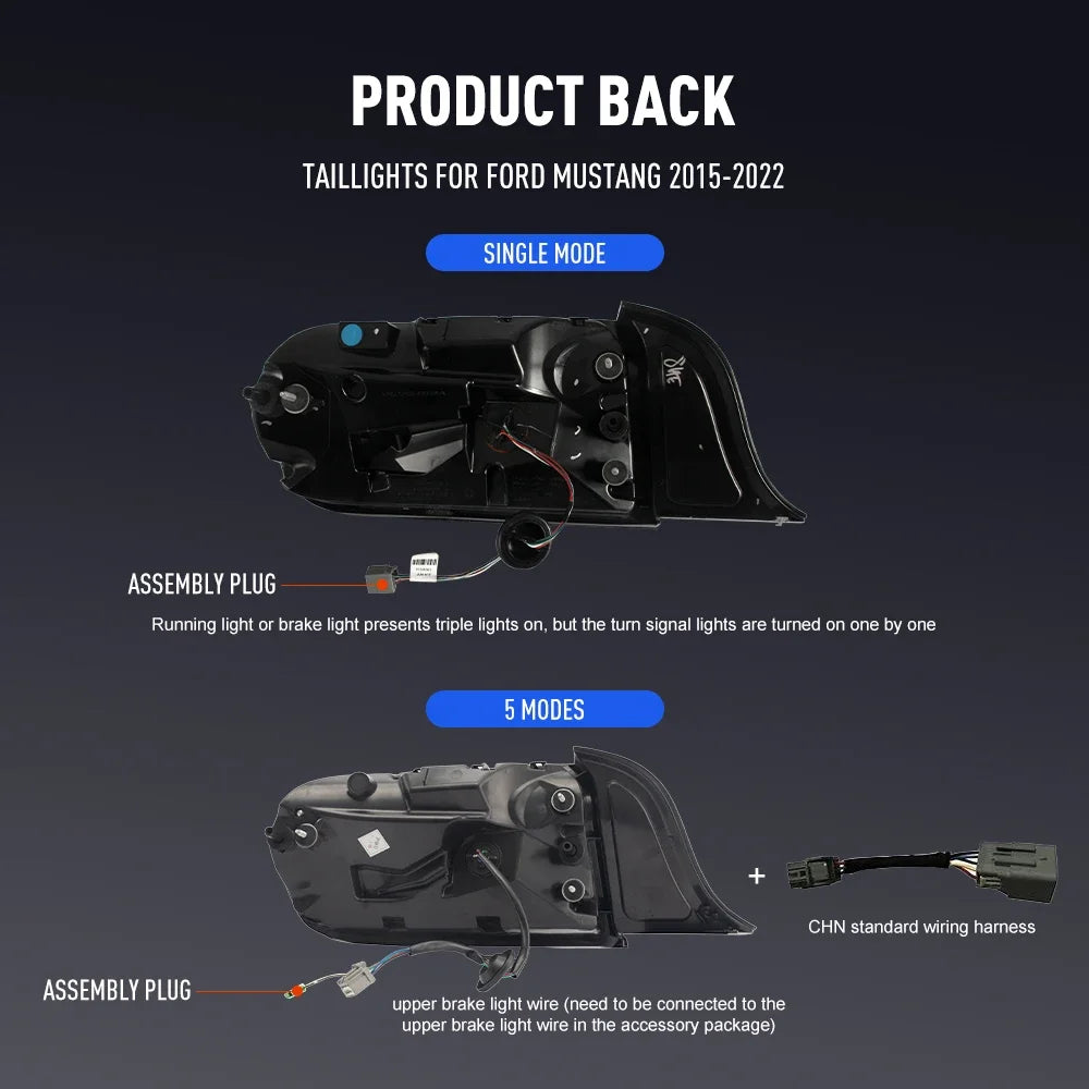 For Ford Mustang 2015-2022 Drl Reverse Pair Tail Brake Turning