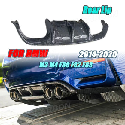 For BMW M3 M4 F80 F82 F83 2014-2020 Real Carbon Fiber Rear Lip