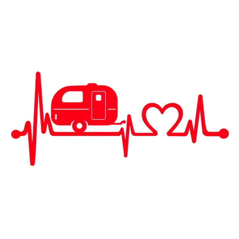 Caravan Love Heartbeat Sticker Camper Body Window Stickers Vinyl