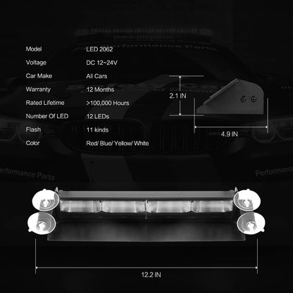 For Windshield 12V Signal Viper Strobe Flash Emergency Dashboard