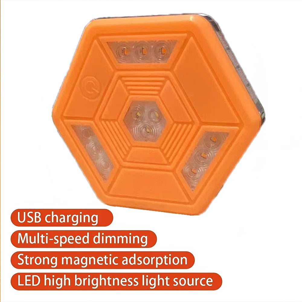 Rotating Magnetic Warning Flashing Rechargeable Yellow White