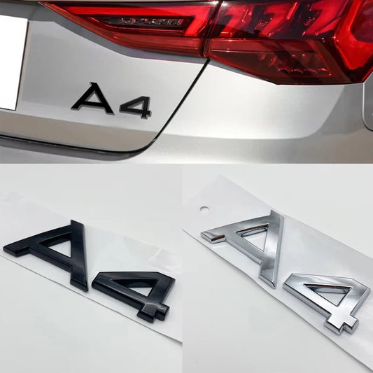 For A4 Badge 3D ABS Glossy Black Sticker Trunk Bumper Body Audi