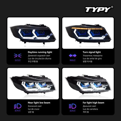For BMW 3 Series E90 Headlights Head Lamps 2005-2012 Upgrade