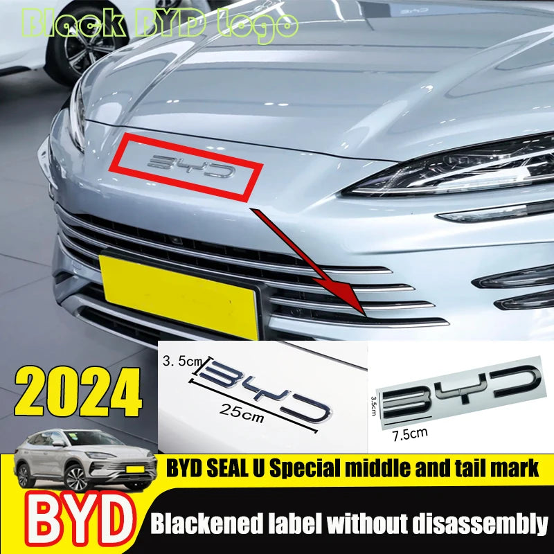 For BYD Seal U Black Front Emblem Rear Badge Black Warrior