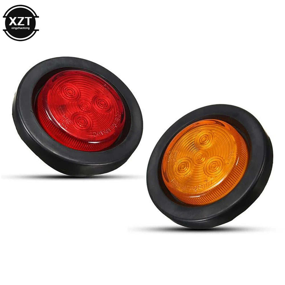 12V 24V 4LED Round Side Marker Orange Red Indicator