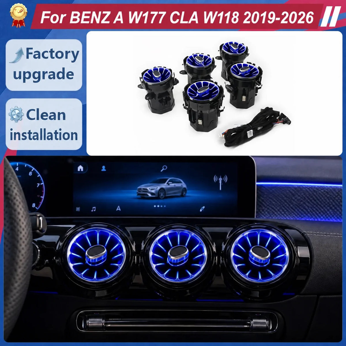For Mercedes-Benz A-Class W177 Cla W118 Front Turbine Air Vents