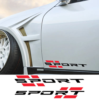 2PCS Body Side Skirts Sport Letters Stickers Vinyl Film
