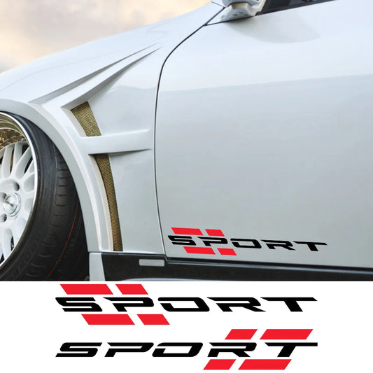 2PCS Body Side Skirts Sport Letters Stickers Vinyl Film