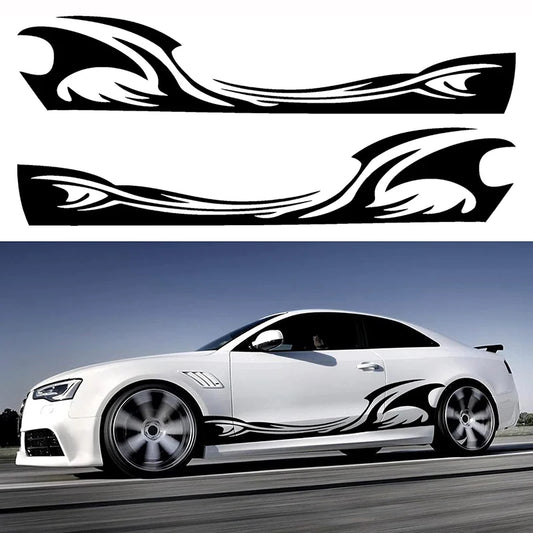 For All 2PCS Wave Flame Side Stickers Vinyl Waterproof Door Body
