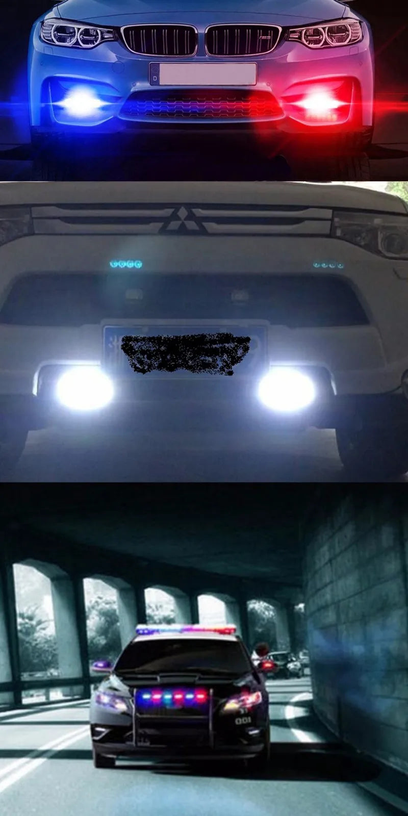 12V 24V Motorcycle Warning Emergency Flashing Bar Front Grille
