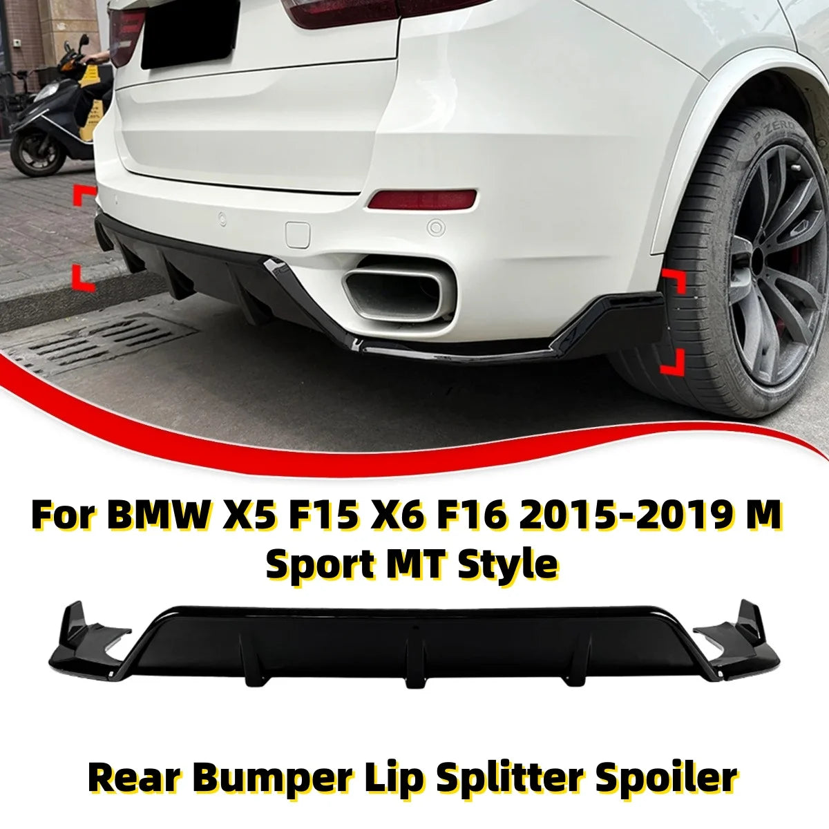 For BMW X5 F15 X6 F16 Rear Bumper Lip 2015-2019 M Sport Mt