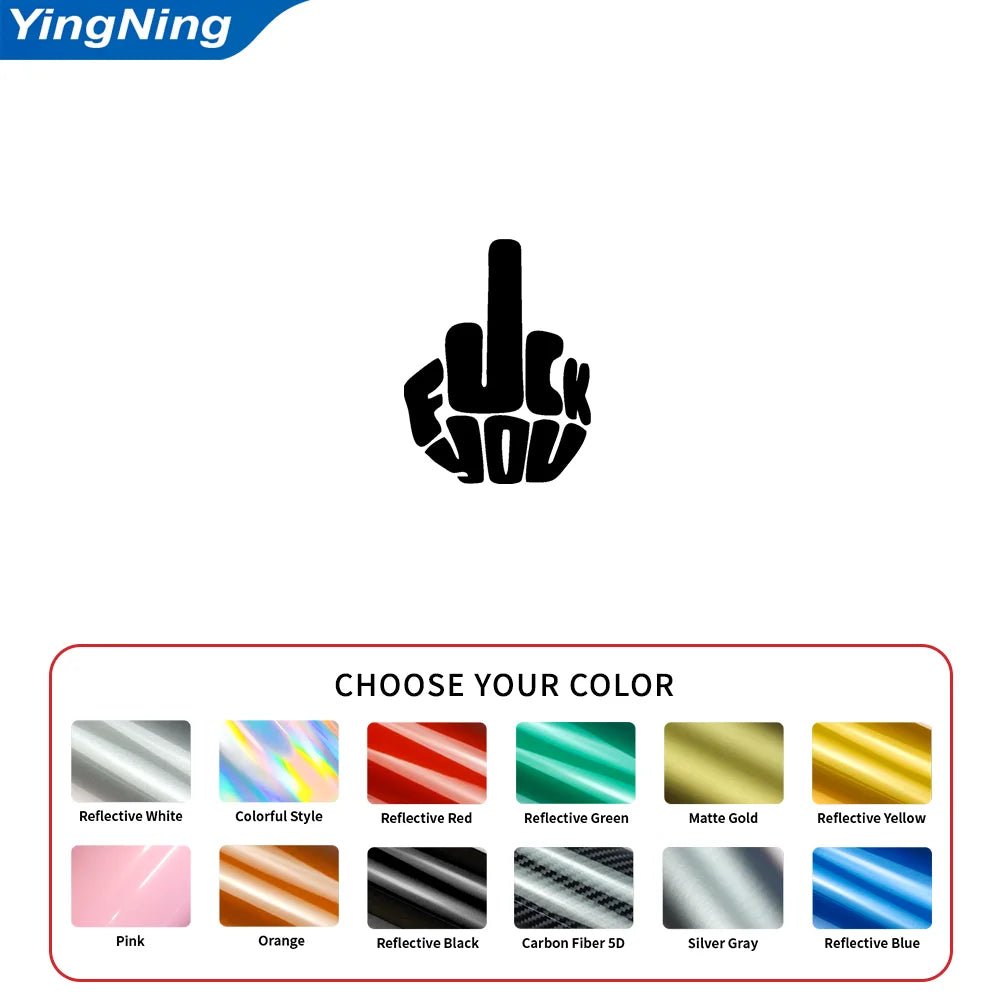 Funny Reflective Middle Finger Sticker Vinyl Window Decal Hand