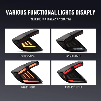 For Honda Civic 2018-2022 Drl Reverse Pair Tail Brake Turning