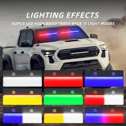 2PCS Strobe 96LED Front Windshield Flash Emergency Bar SUV
