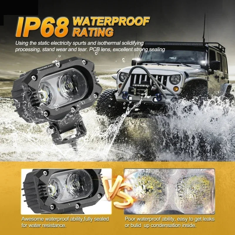 For Jeep Wrangler Auxbeam Inch Pods Auxiliary Work Spot Flood