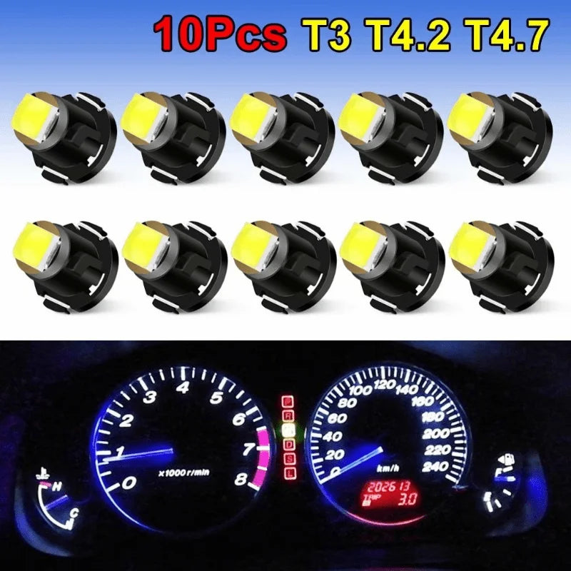 10PCS T3 t4.2 t4.7 Bulb Canbus Super Bright Interior