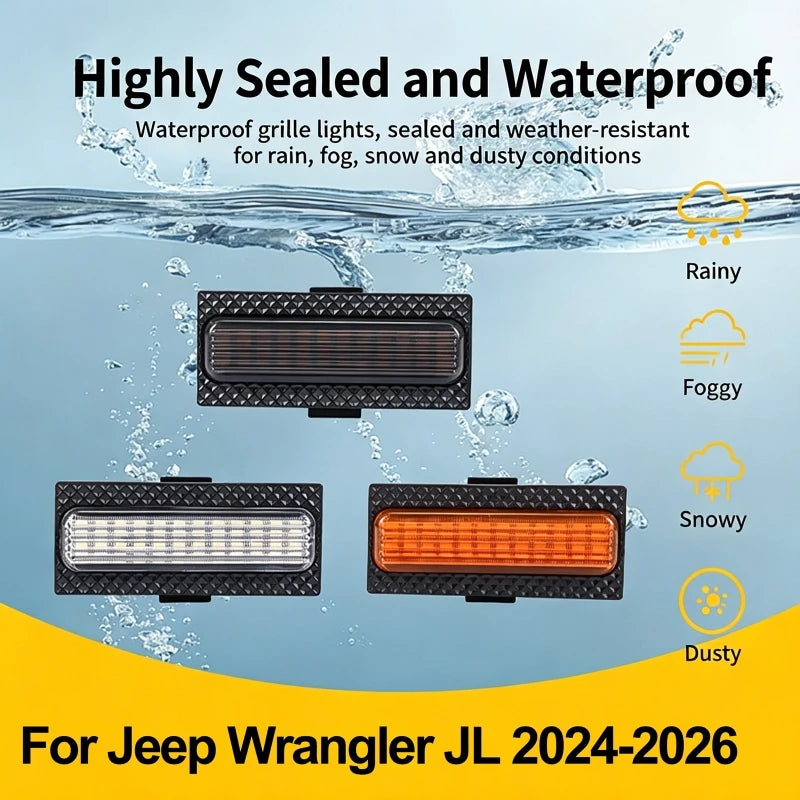 For Jeep Wrangler Jl 2024-2025 Front Grille Warning White Amber