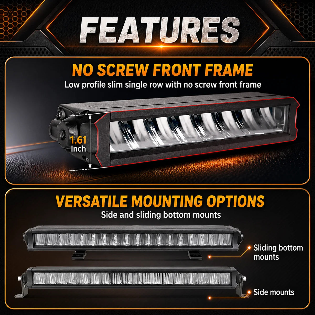 For Offroad CN360 Slim Modular Chipset Bar Half Convex Optics