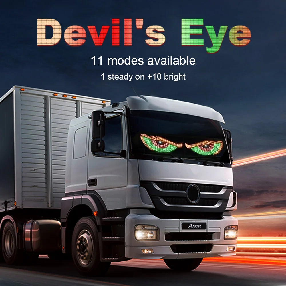 USB Dynamic Devil Eyes Windshield Matrix Panel Screen Truck