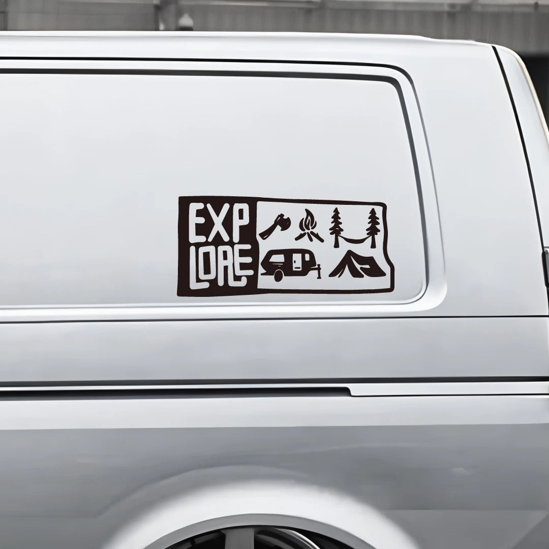 Explore Rv Camping Life Outdoor SUV Glass Sticker Pickup