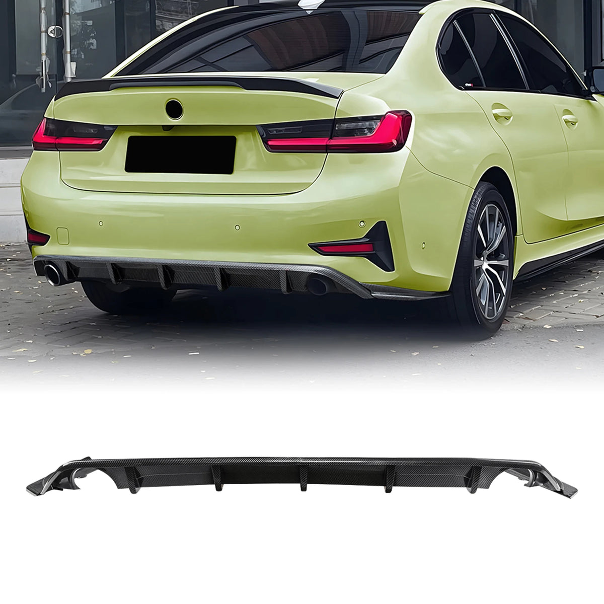 For BMW 3 Series G20 G21 Carbon Fiber Look Gloss Black Rear