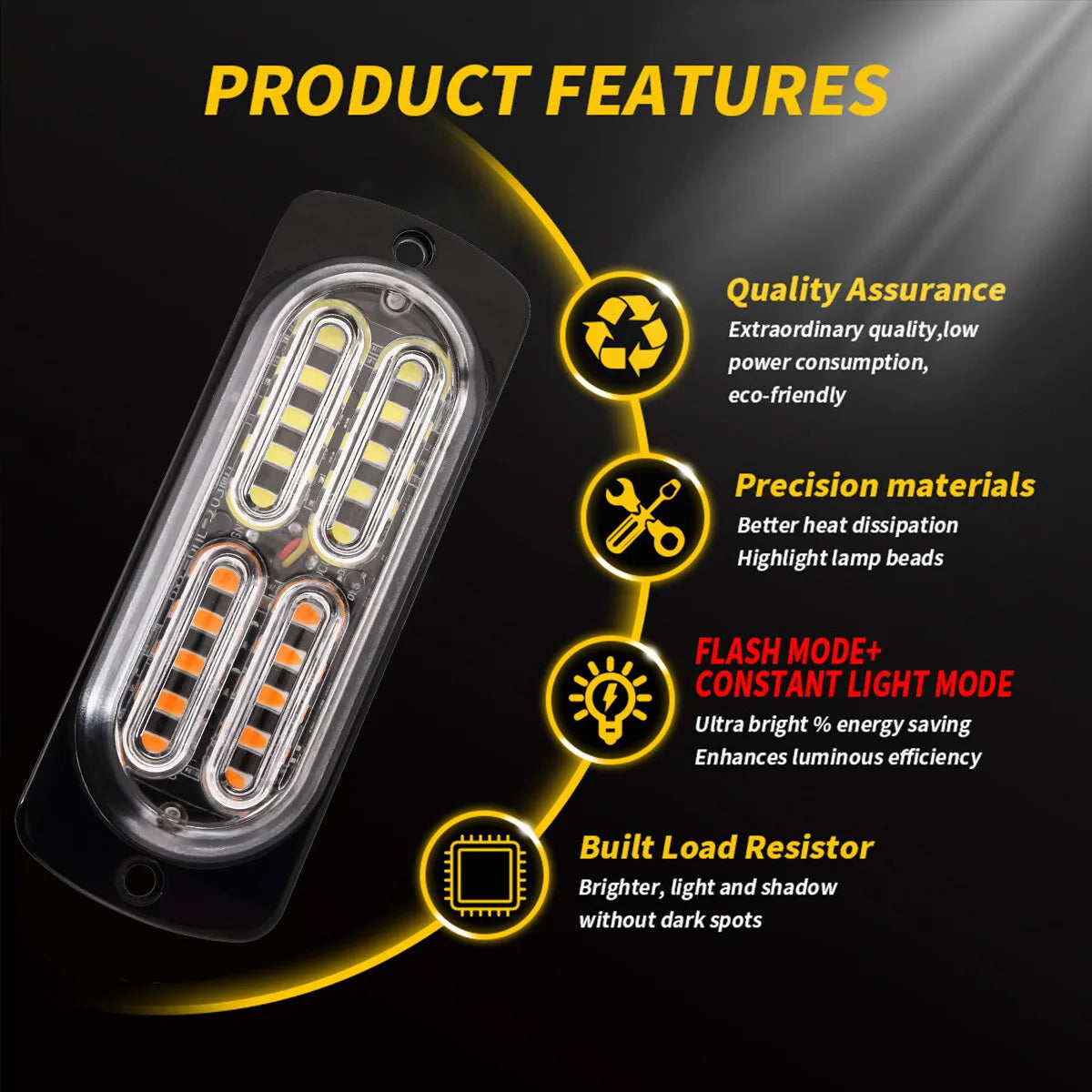 Ultra Slim Strobe 12-24v Sync Flashing Warning Beacons Amber