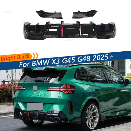 For BMW X3 G45 G48 2025+ Vten Bright Black Rear Diffuser Bumper