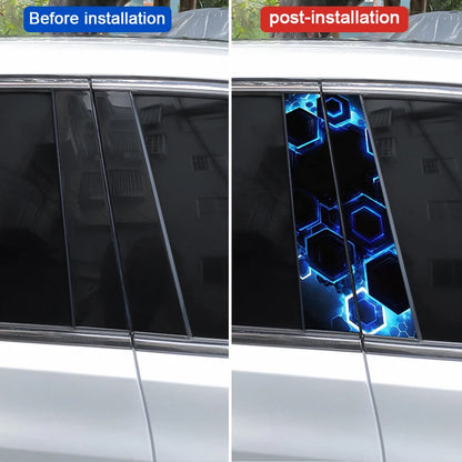 2PCS Cool Colorful Honeycomb Stickers Center Column Image Door