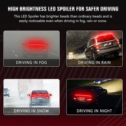 Car Spoiler Third Brake Light Turn Signal DRL Red LED Strip Rear Wing Exterior Part Trunk Tail Lip Lamp For Audi Golf To