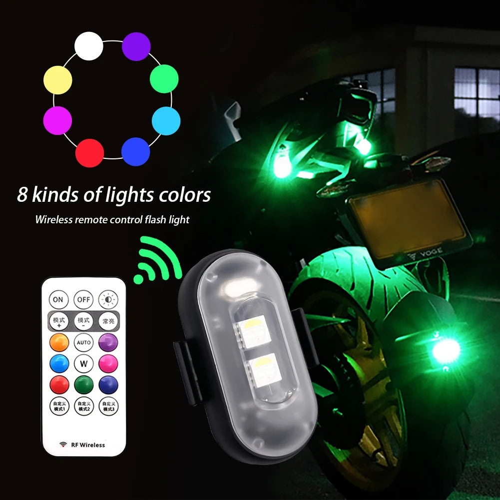 Motorcycle RGB Strobe Colors Flash Position Wireless Aircraft