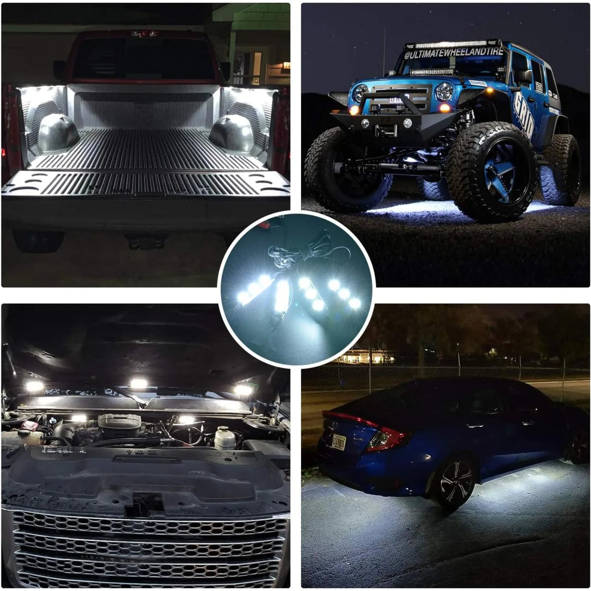 For Cargo Nilight 8PCS 24LED Rock Truck Pickup Bed Off Road