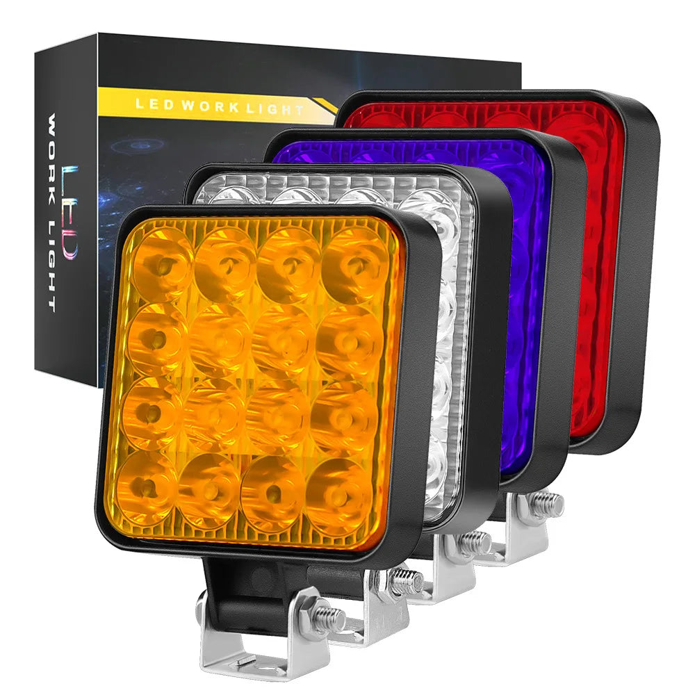 Waterproof 16leds Work Square Spotlight 48W 12V SUV Truck