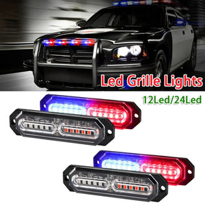 4X 12LED 24LED Grille Strobe Emergency Warning