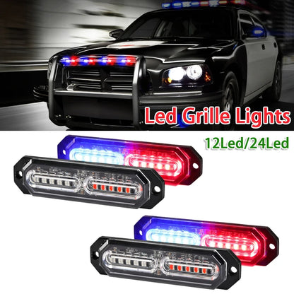 4X 12LED 24LED Grille Strobe Emergency Warning