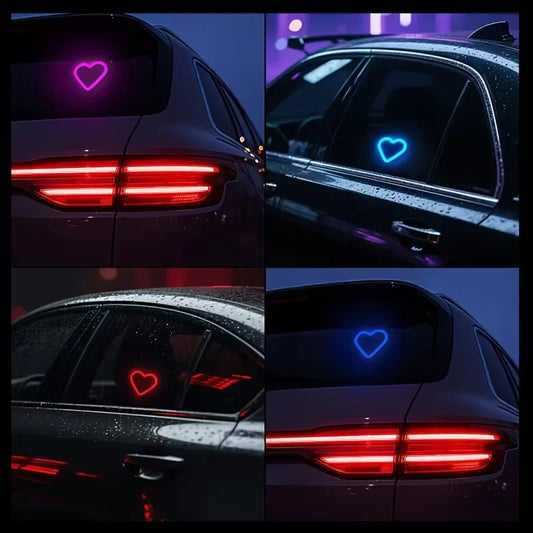 Solar Powered heart-shaped Neon Atmosphere Triangle Window Rear