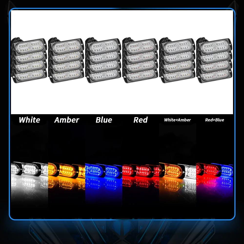 4PCS Set Grille Strobe Flash Signal Beacon Warning Side