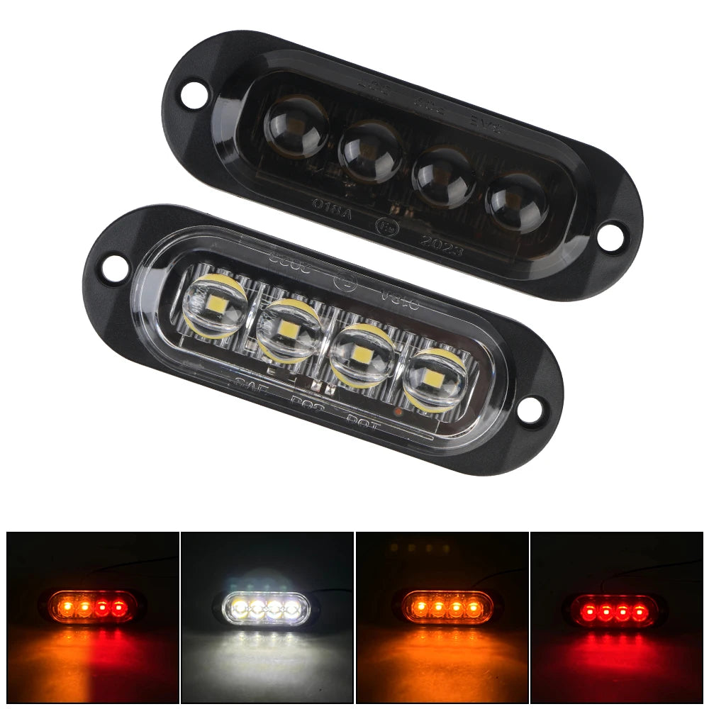 4LED Side Truck Trailer Beacon Warning Dc 12V 24V