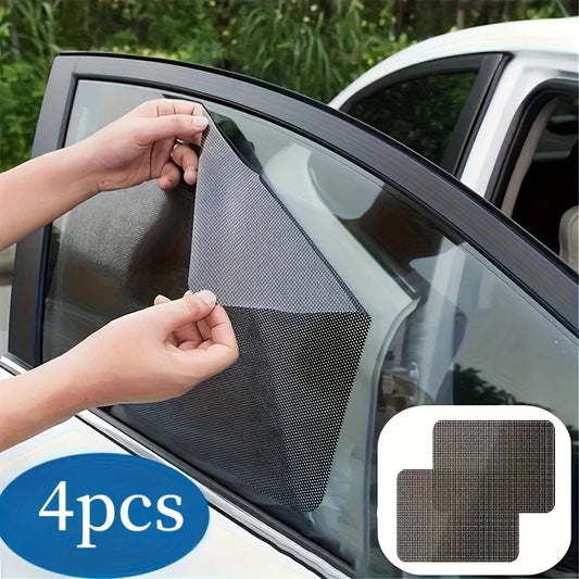 4PCS Sunshade Sticker Black Mesh Electrostatic Side Window Sun