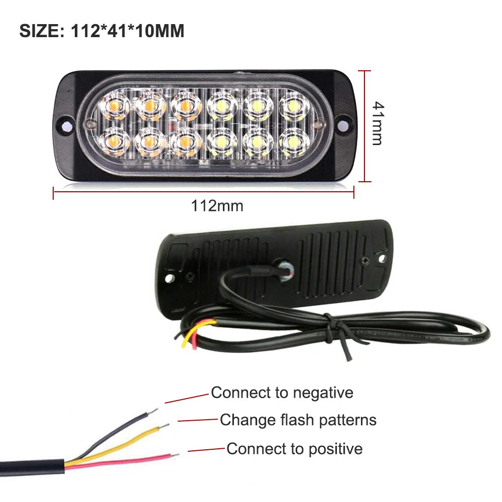 For Auto Drl 12 Strobe Emergency Flashing Beacon Warning 12V 24V
