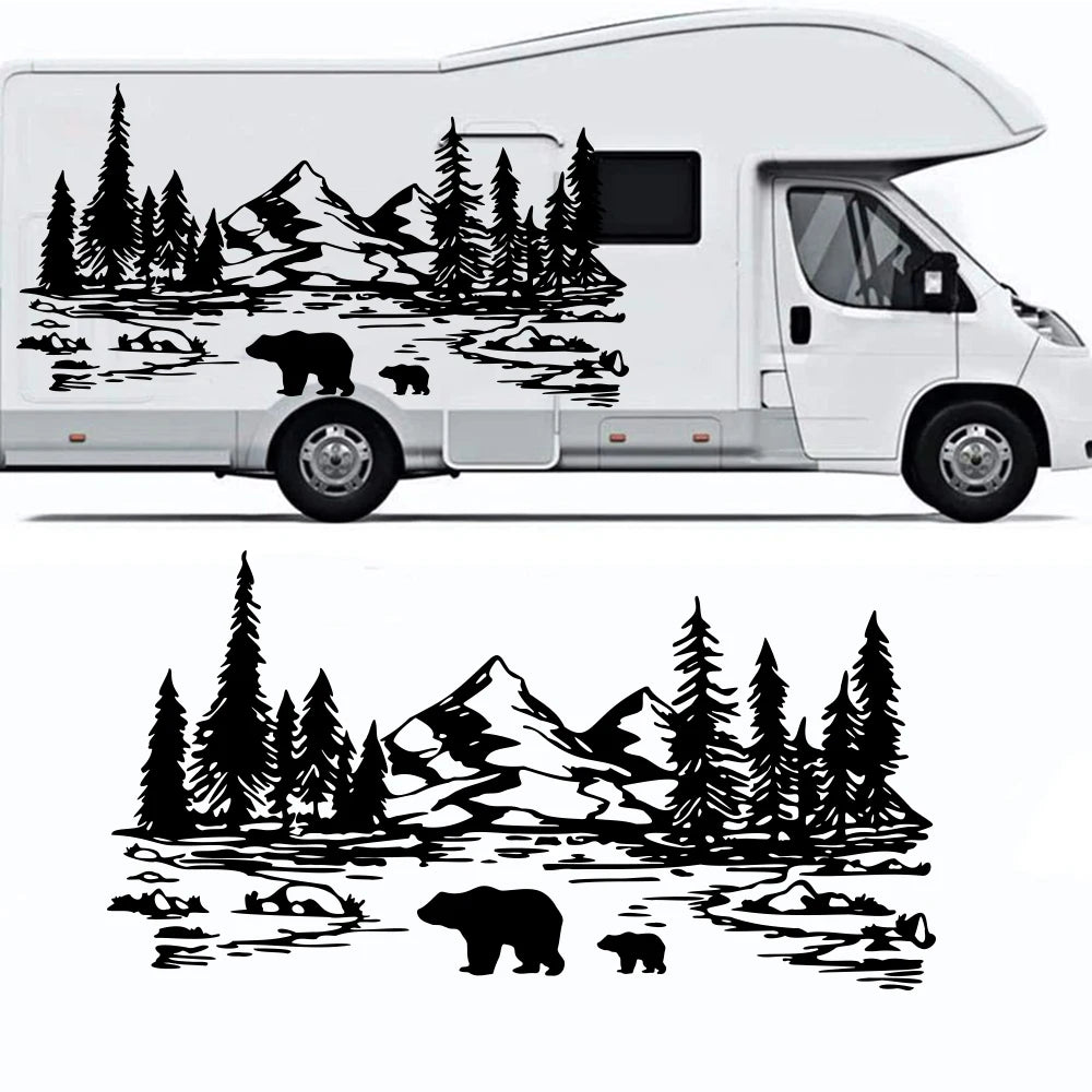 Large Mountain Bear Tree Camping Rv Sticker Wildlife Travel