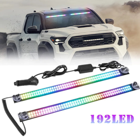 2PCS 192LED Windshield Bar Strobe Truck Roof Flashing Warning