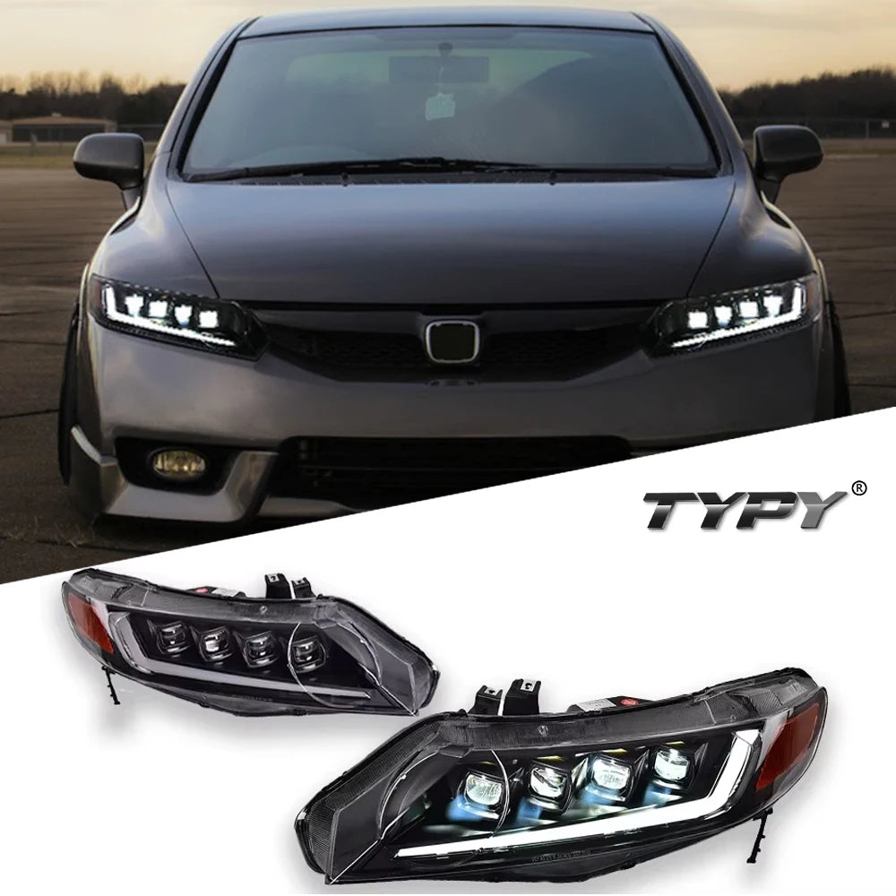 For Honda Civic 8TH Gen Headlight 2006-2011 Upgrade Modified Drl