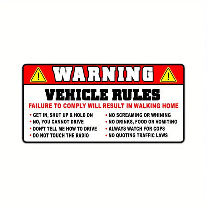 For Auto Funny Safety Warning Rules Sticker Decal Adhesive Vinyl
