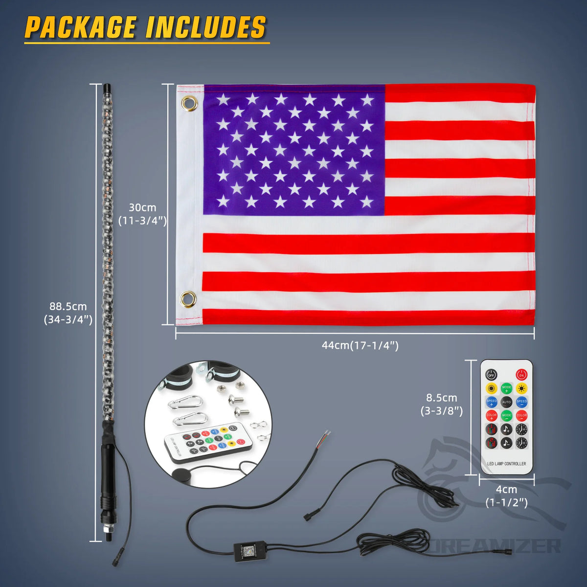For Utv LED Backlights 4FT RGB Spiral Whip Antenna Chase