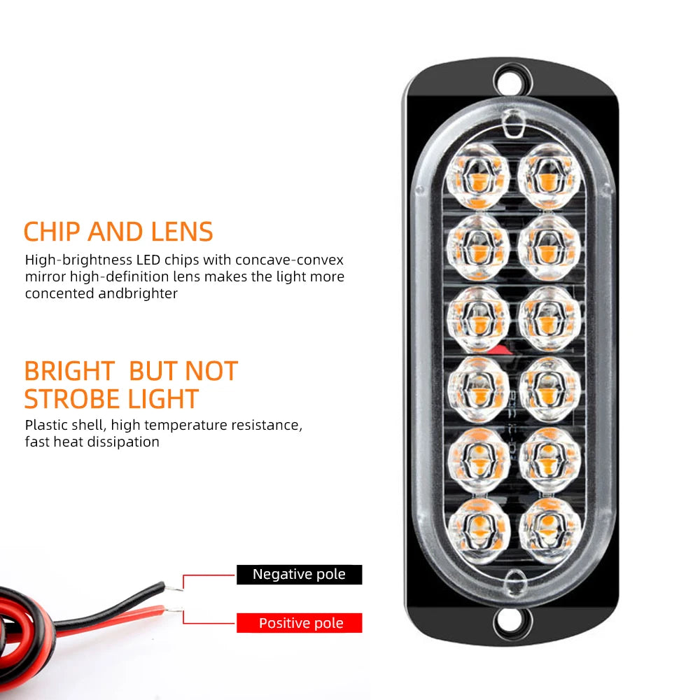 12LED Warning Breakdown Emergency Truck Trailer Beacon Side Amber