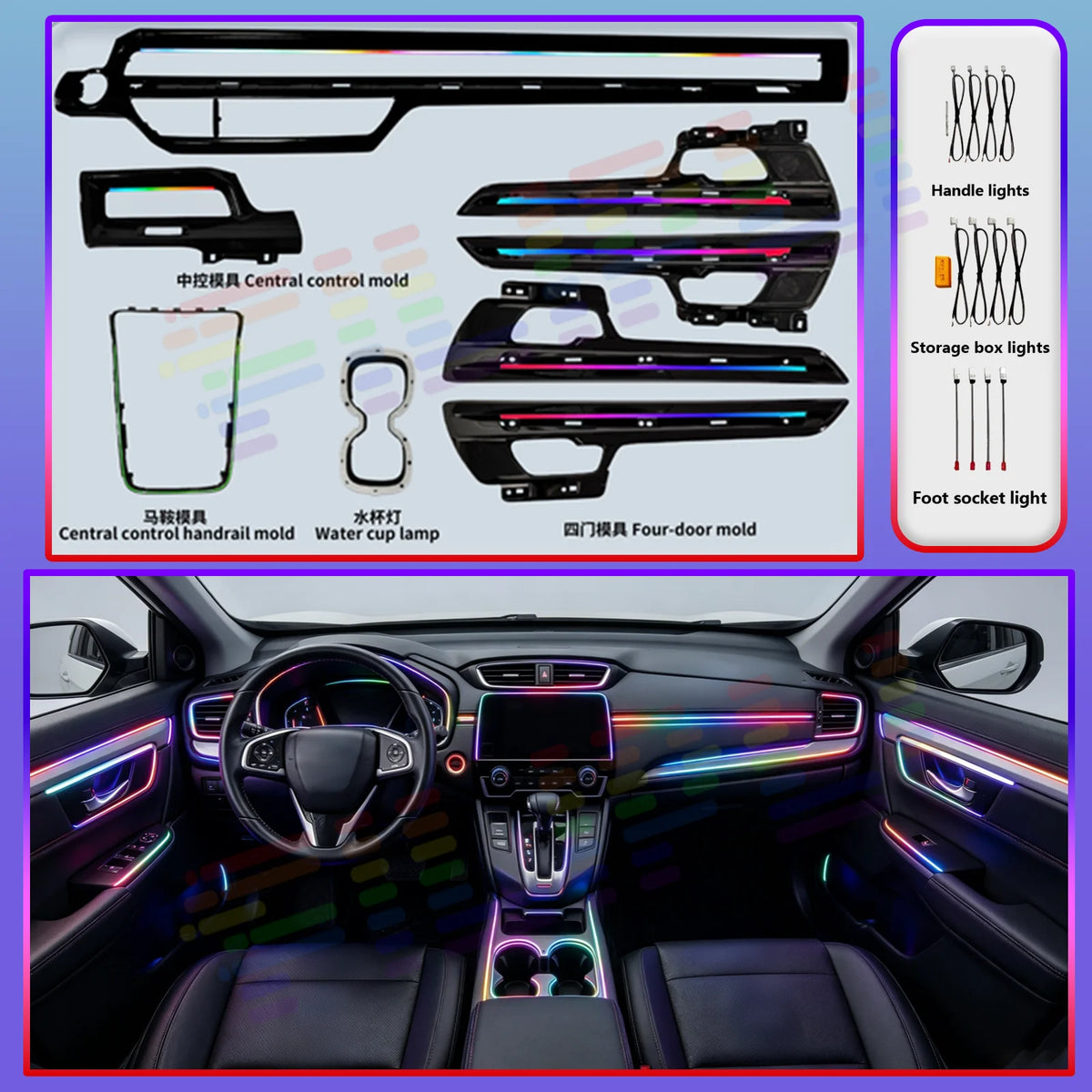 For Honda Crv 2023-2025 Dashboard Decorative Piano Black Ambient