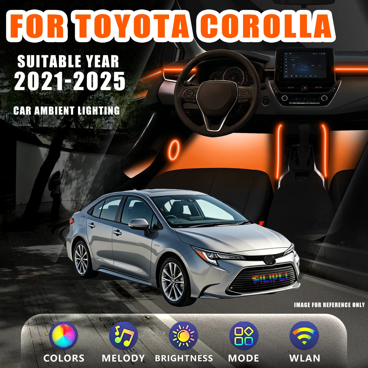 For Toyota Corolla 2021-2025 RGB 6 Ambient Lighting Kit Wifi