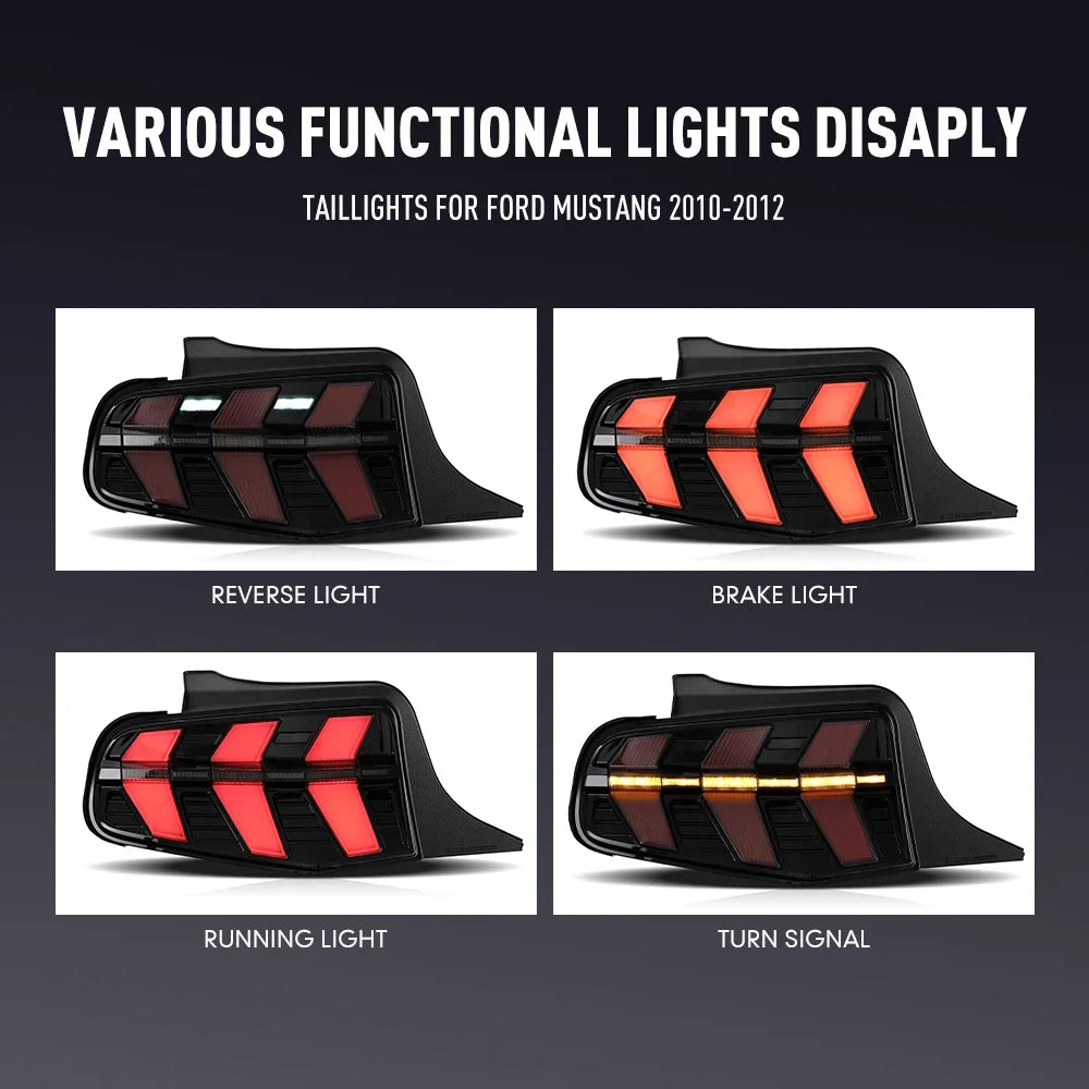 For Ford Mustang 2010-2012 Drl Reverse Pair Tail Brake Turning