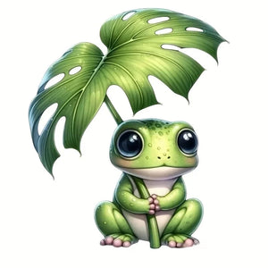 11x13cm Adorable Frog Holding Leaf Pvc Decal Durable